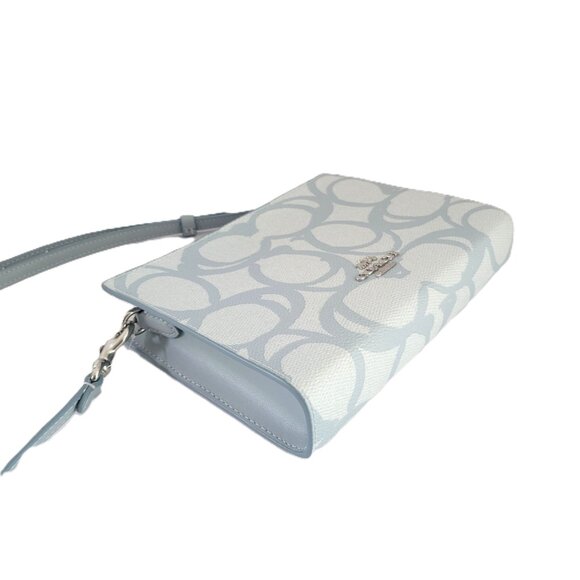 Coach CBL93 Slim Crossbody Sketch Signature Canvas Ice Blue Handbag - Picture 7 of 8